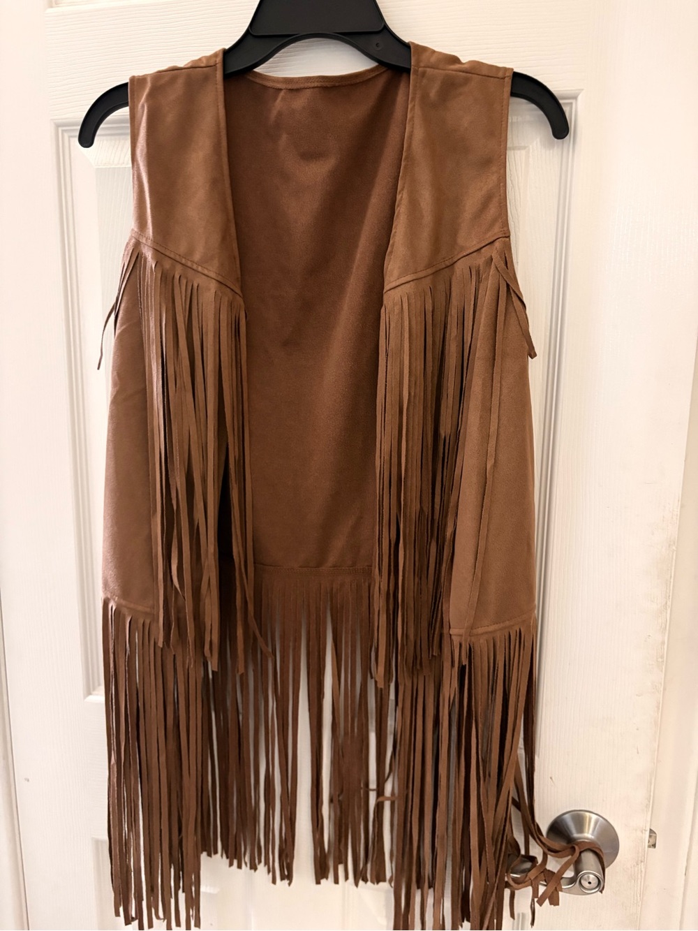 Fringed Suede-Look Brown Vest With Hippie accessories